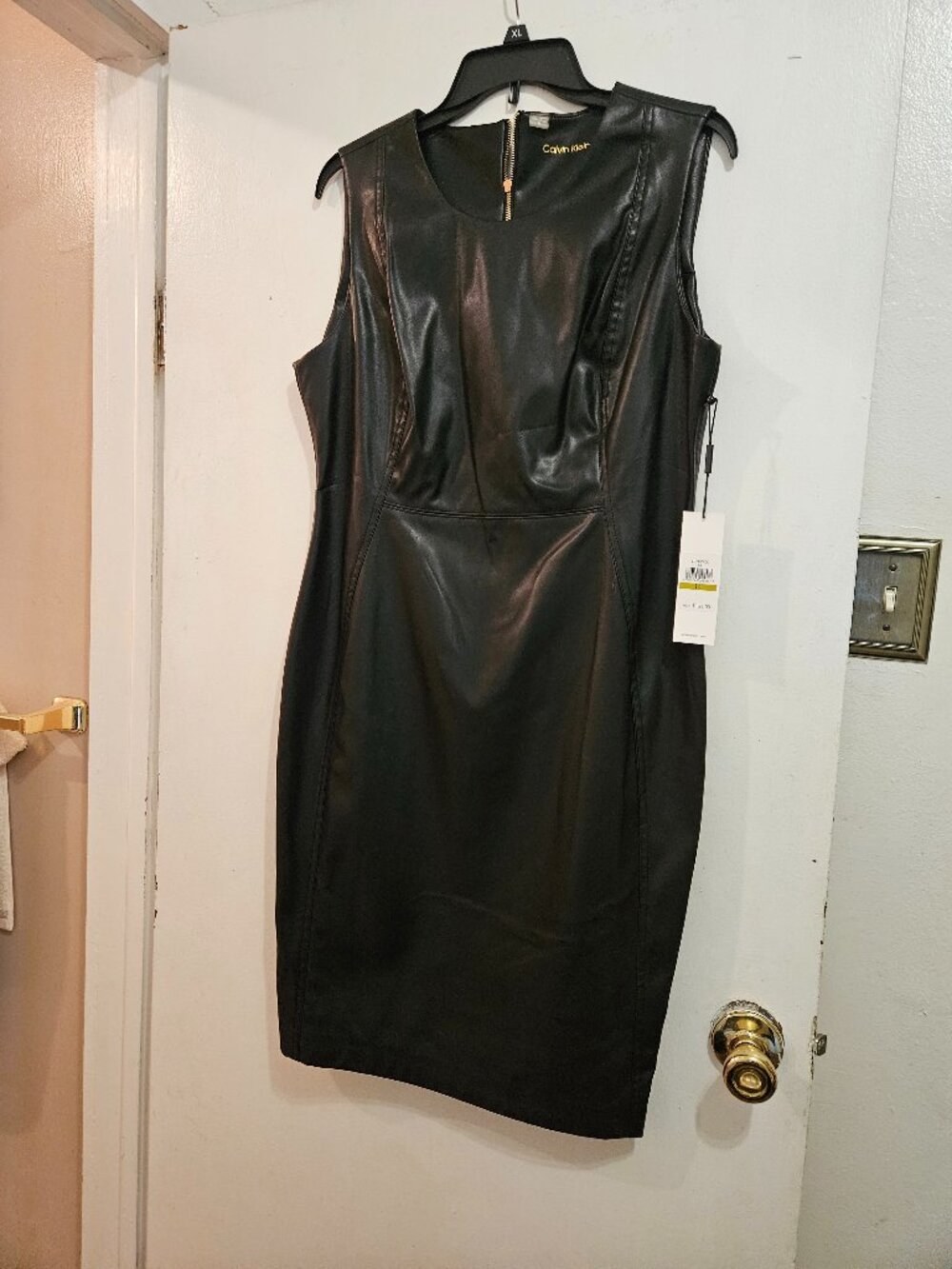 Black faux leather dress